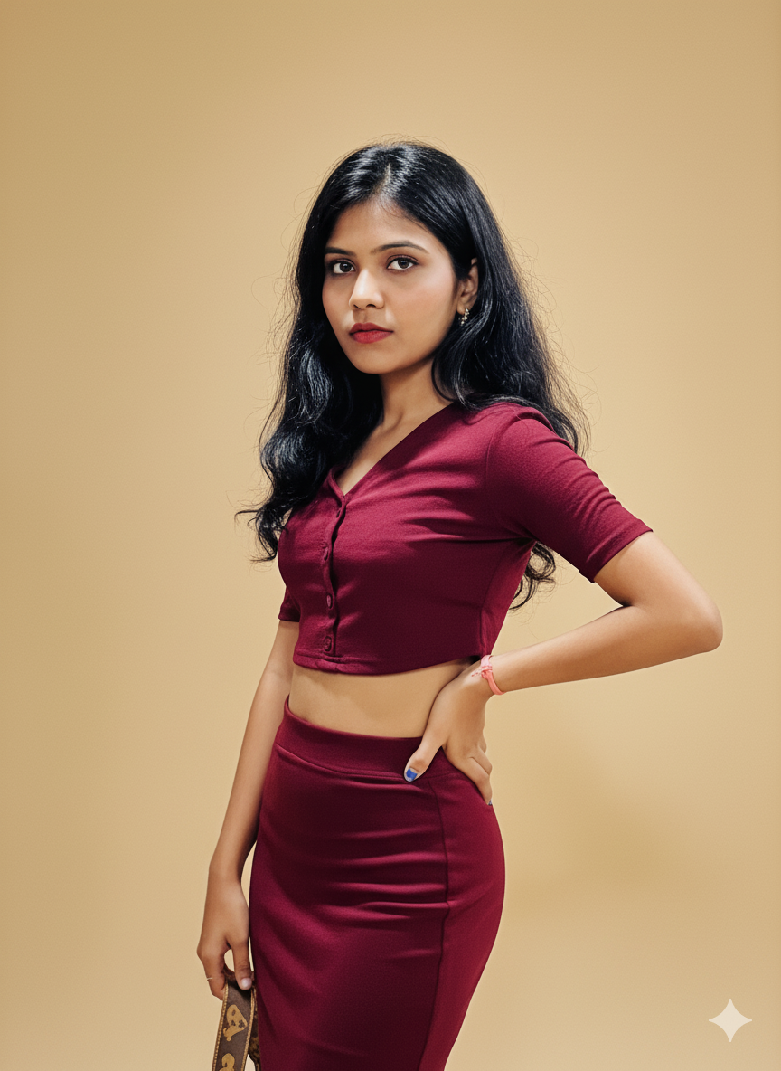 Maroon Mirage set (Top-skirt set for women)
